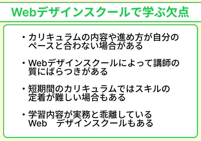 Webデザインスクールで学ぶ欠点のイラスト